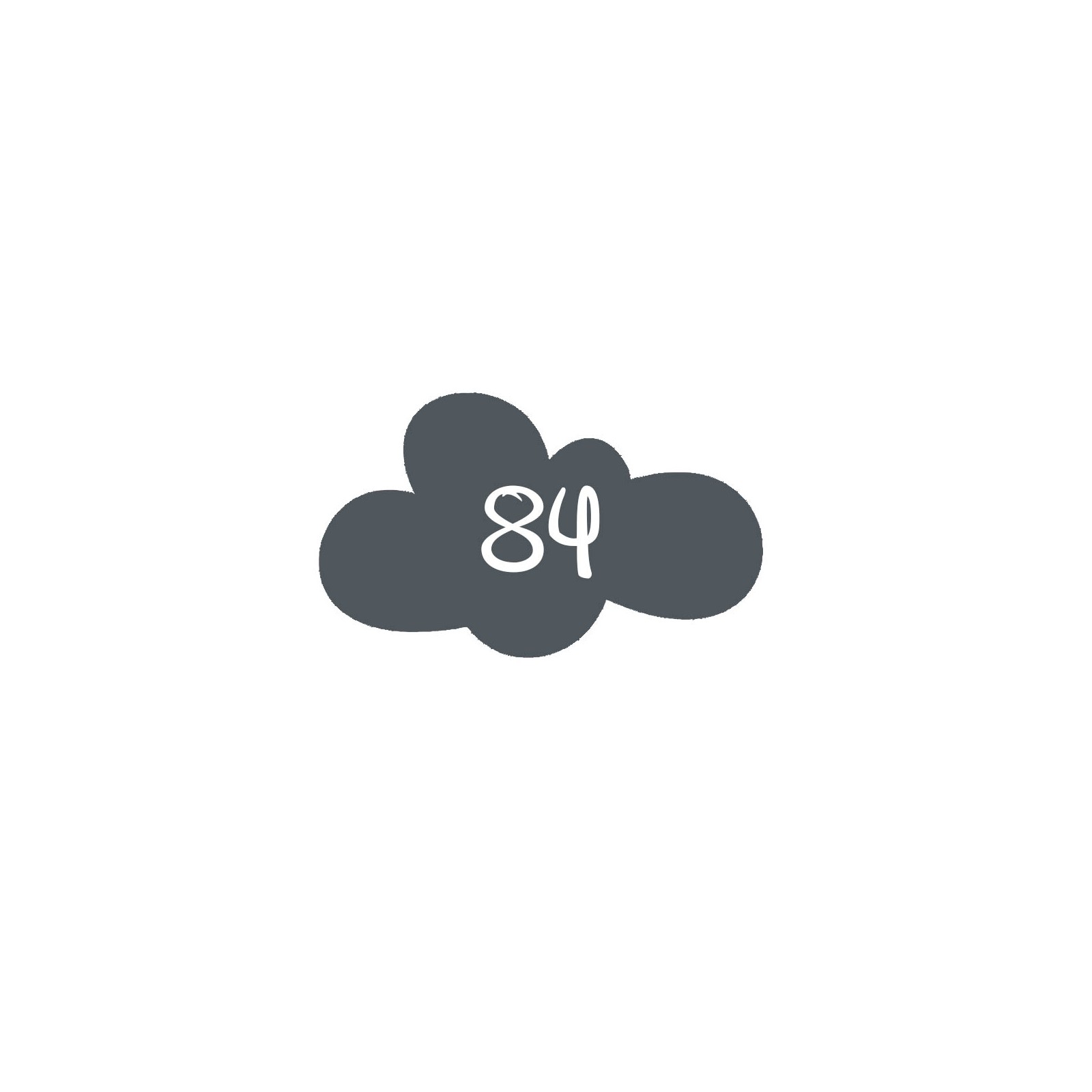 Numéro fantaisie personnalisable pour boite aux lettres couleur gris chiffres blancs - Modèle Nuage