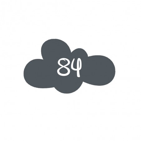 Numéro fantaisie personnalisable pour boite aux lettres couleur gris chiffres blancs - Modèle Nuage