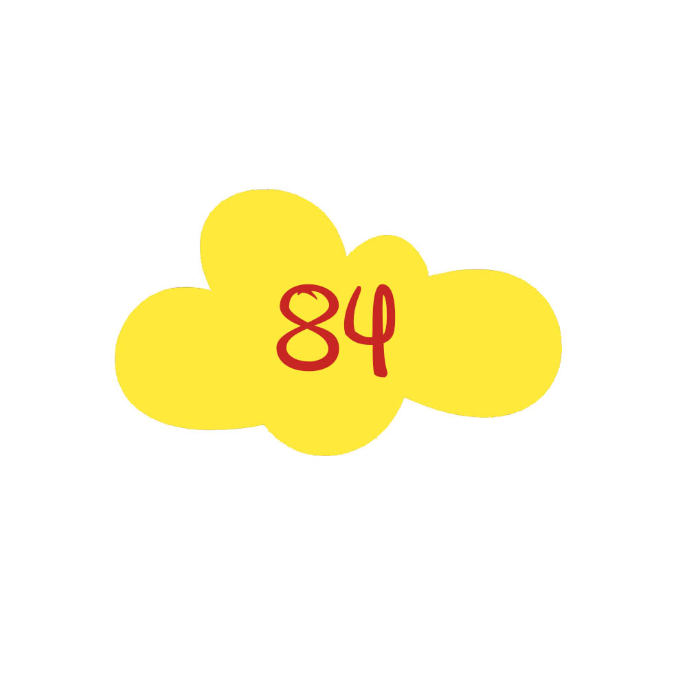 Numéro fantaisie personnalisable pour boite aux lettres couleur jaune chiffres rouges - Modèle Nuage
