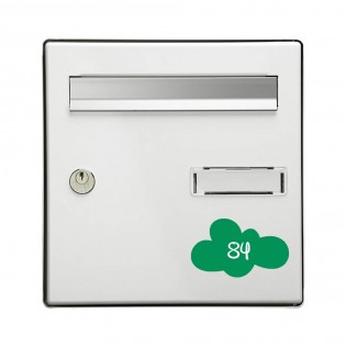 Numéro fantaisie personnalisable pour boite aux lettres couleur vert pomme chiffres blancs - Modèle Nuage