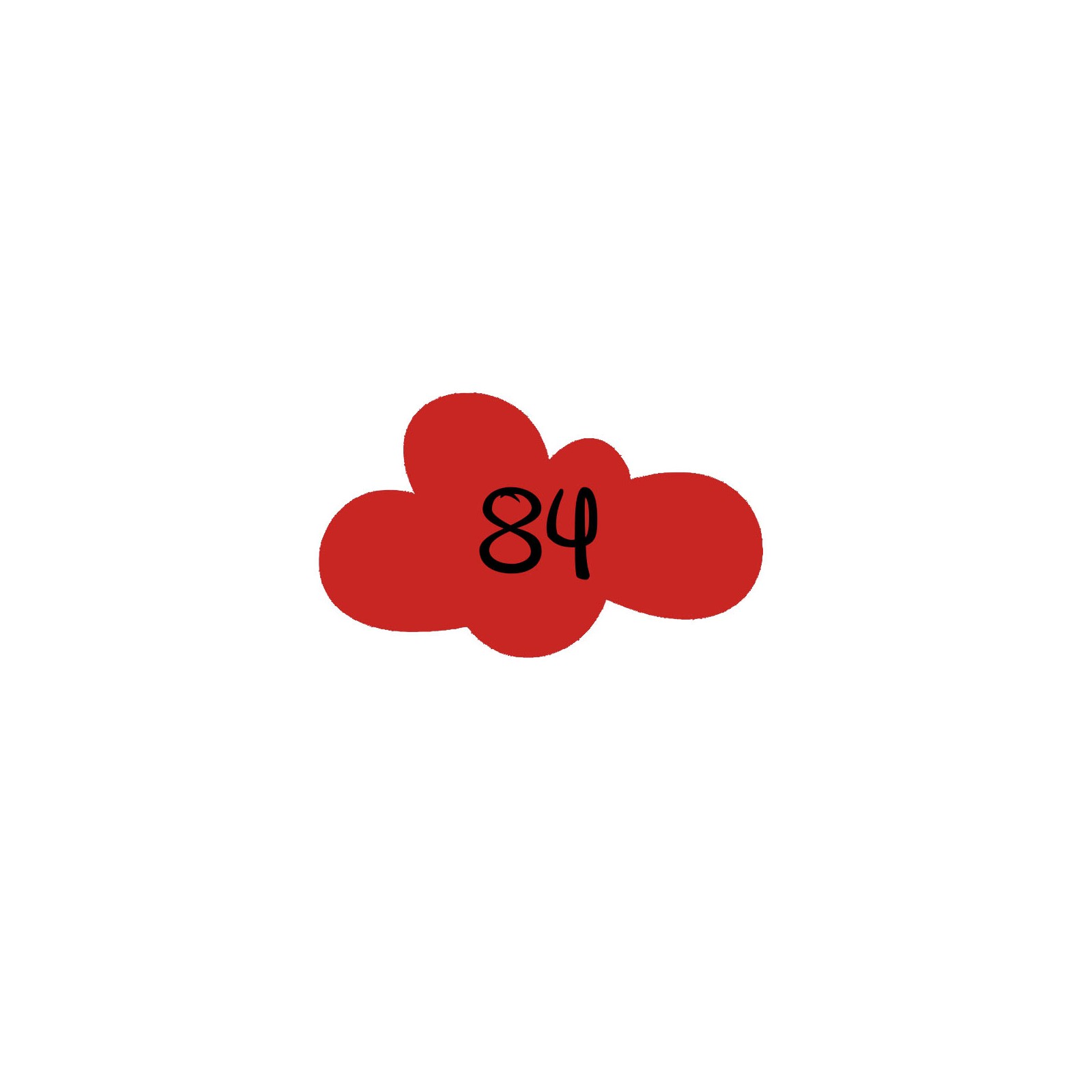 Numéro fantaisie personnalisable pour boite aux lettres couleur rouge chiffres noirs - Modèle Nuage