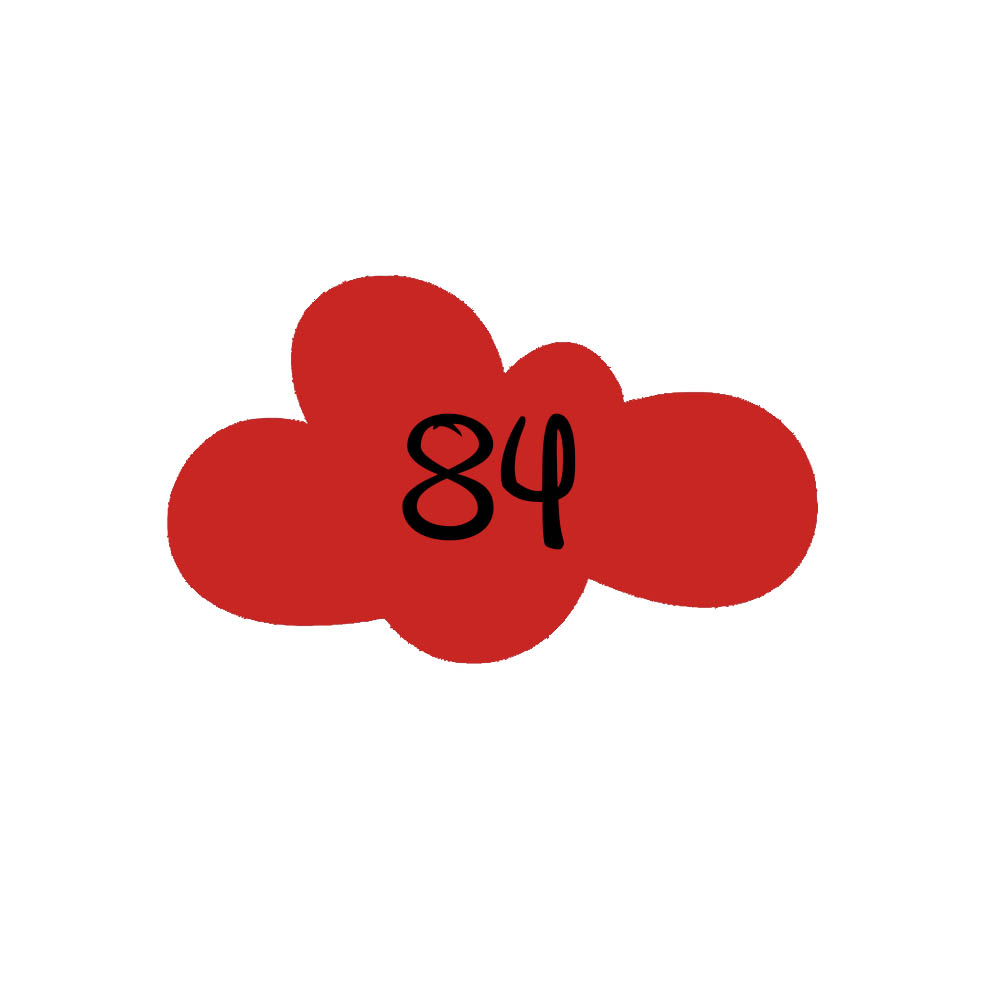 Numéro fantaisie personnalisable pour boite aux lettres couleur rouge chiffres noirs - Modèle Nuage