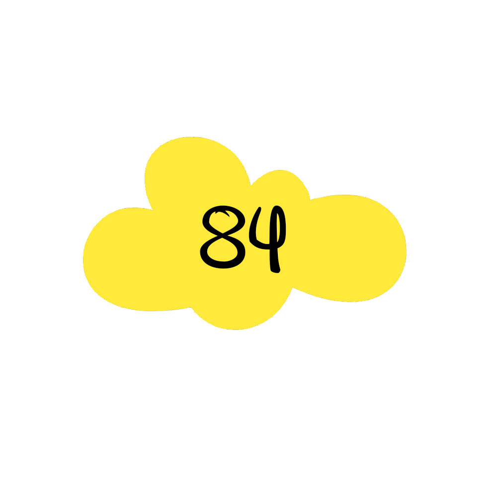 Numéro fantaisie personnalisable pour boite aux lettres couleur jaune chiffres noirs - Modèle Nuage
