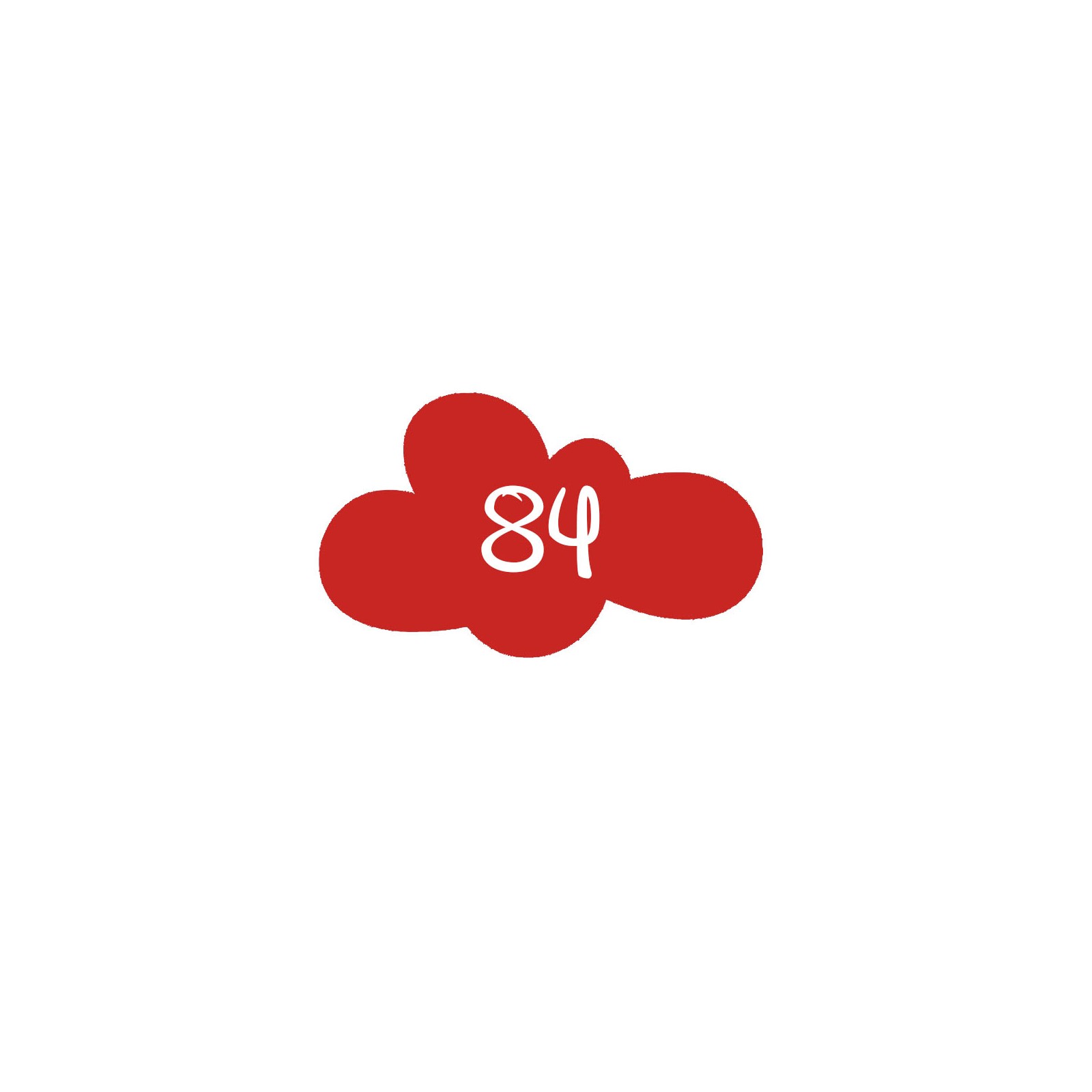 Numéro fantaisie personnalisable pour boite aux lettres couleur rouge chiffres blancs - Modèle Nuage