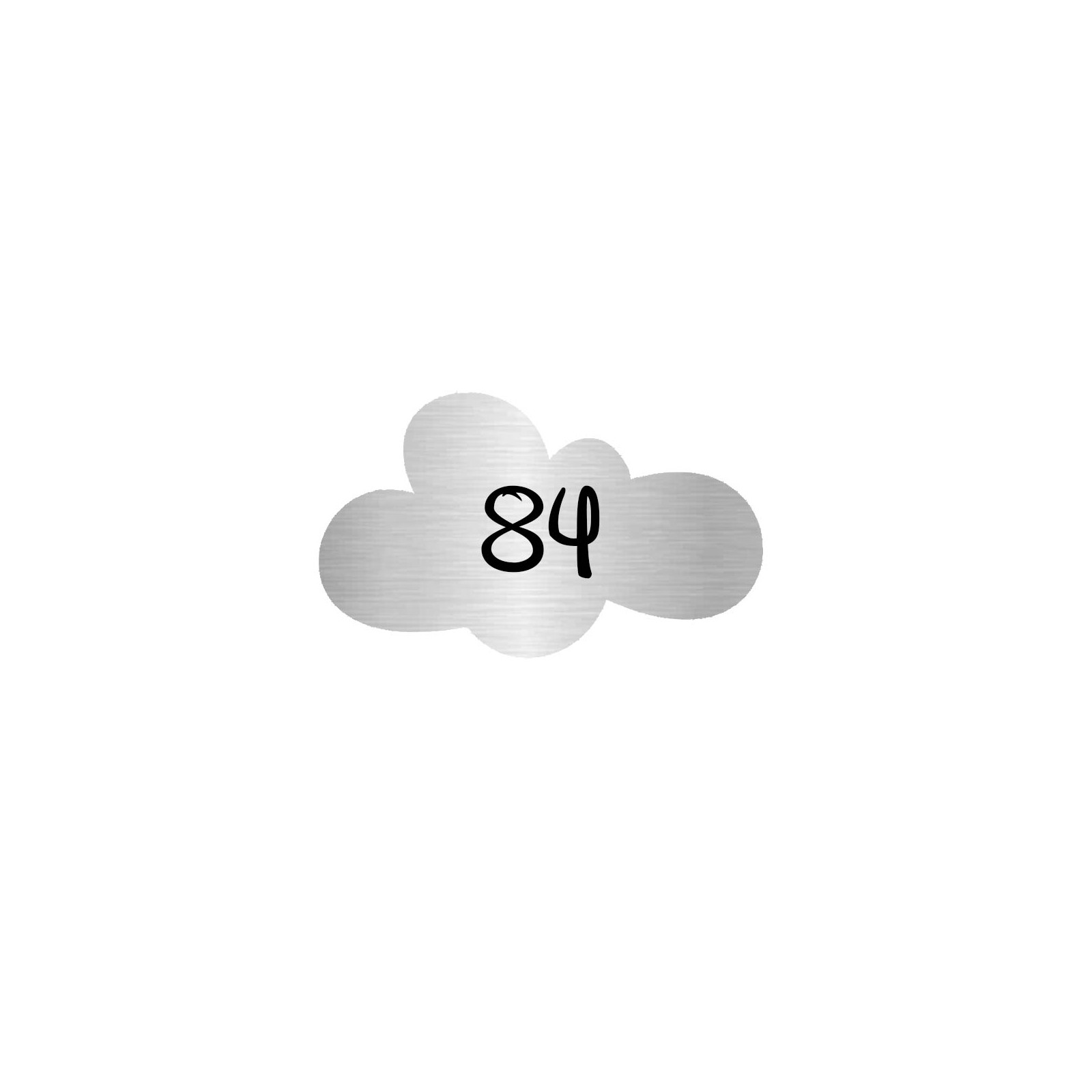 Numéro fantaisie personnalisable pour boite aux lettres couleur argent chiffres noirs - Modèle Nuage