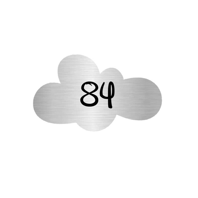 Numéro fantaisie personnalisable pour boite aux lettres couleur argent chiffres noirs - Modèle Nuage