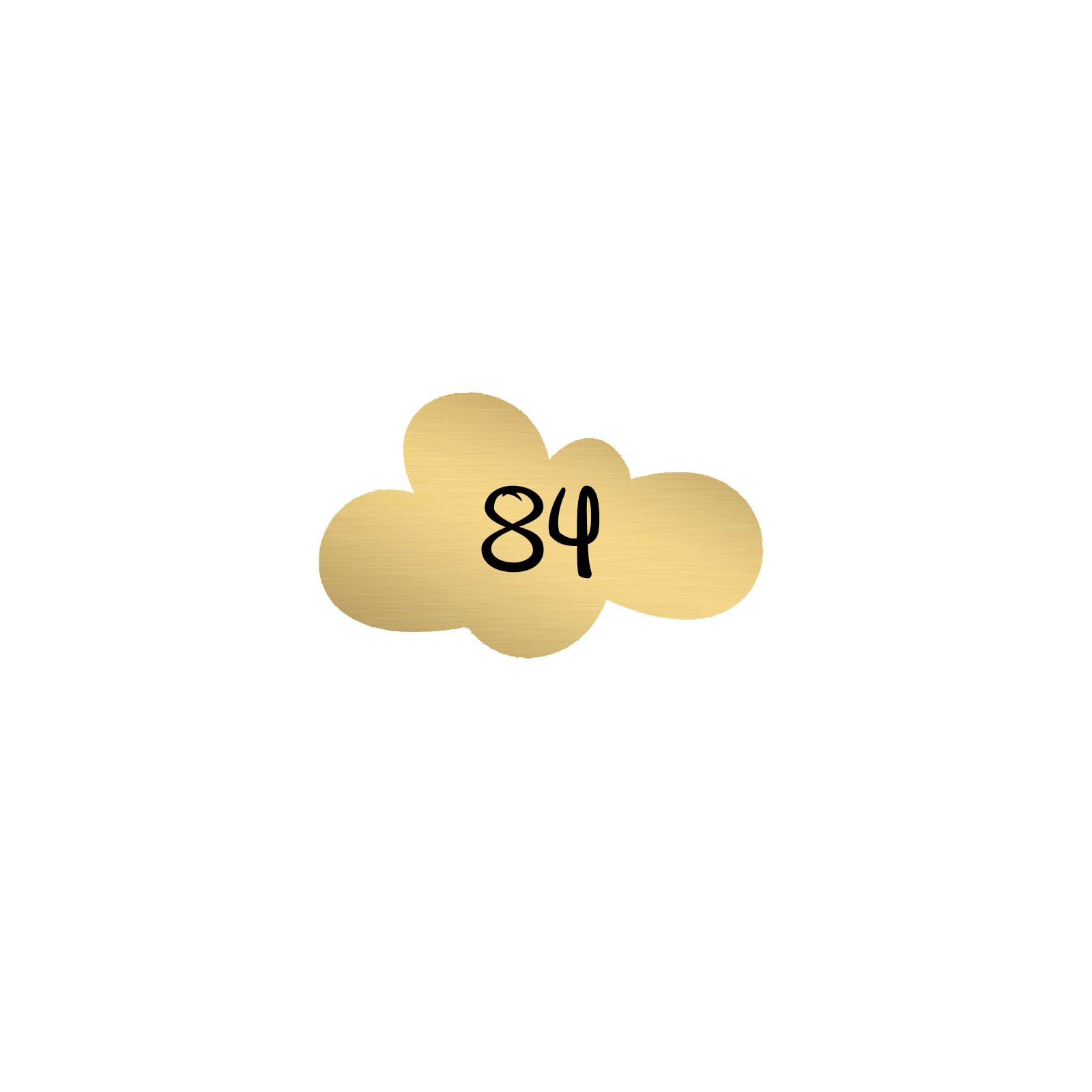 Numéro fantaisie personnalisable pour boite aux lettres couleur or brossé chiffres noirs - Modèle Nuage