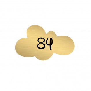 Numéro fantaisie personnalisable pour boite aux lettres couleur or brossé chiffres noirs - Modèle Nuage