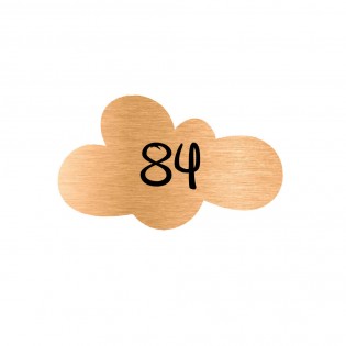Numéro fantaisie personnalisable pour boite aux lettres couleur cuivre chiffres noirs - Modèle Nuage