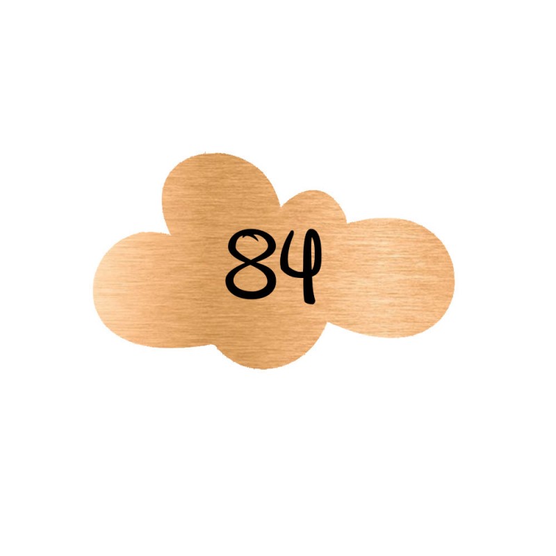 Numéro fantaisie personnalisable pour boite aux lettres couleur cuivre chiffres noirs - Modèle Nuage Numéro fantaisie personnalisable pour boite aux lettres couleur cuivre chiffres noirs - Modèle Nuage