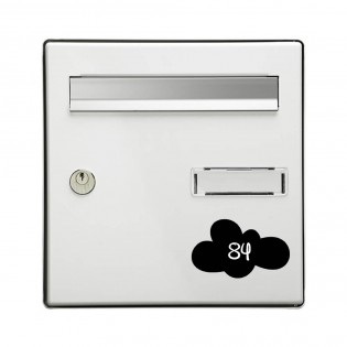 Numéro fantaisie personnalisable pour boite aux lettres couleur noir chiffres blancs - Modèle Nuage