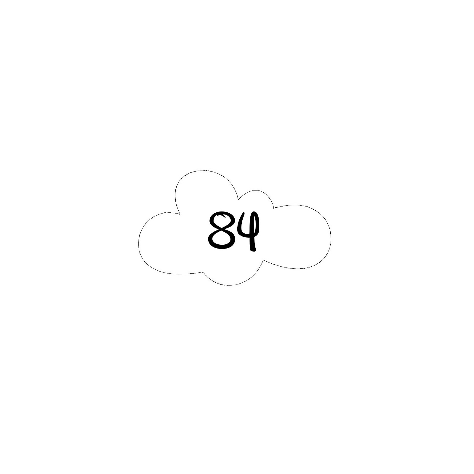 Numéro fantaisie personnalisable pour boite aux lettres couleur blanc chiffres noirs - Modèle Nuage