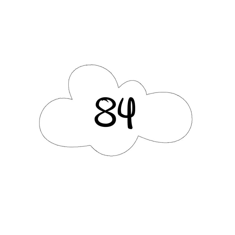 Numéro fantaisie personnalisable pour boite aux lettres couleur blanc chiffres noirs - Modèle Nuage