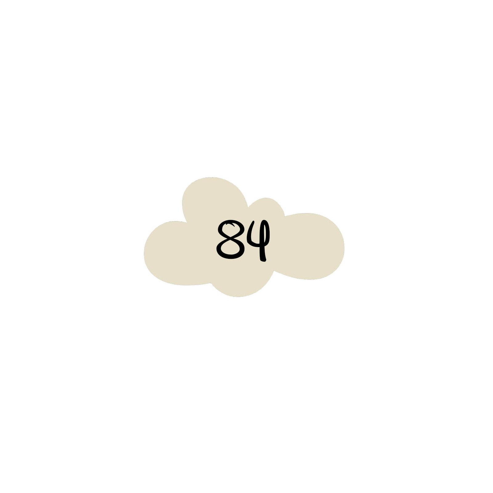 Numéro fantaisie personnalisable pour boite aux lettres couleur beige chiffres noirs - Modèle Nuage