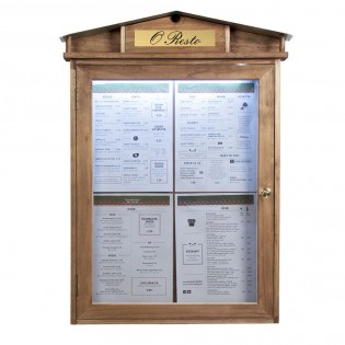 Plaque personnalisée pour porte menu en bois RUSTIC 4 x A4 LED pour hôtel restaurant