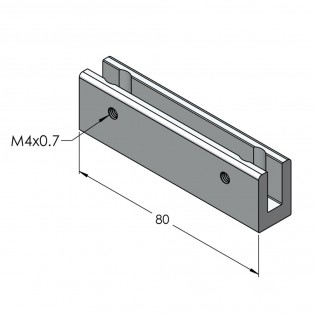 Fixation murale percée en drapeau pour panneau signalétique max 6mm - Longueur 80mm