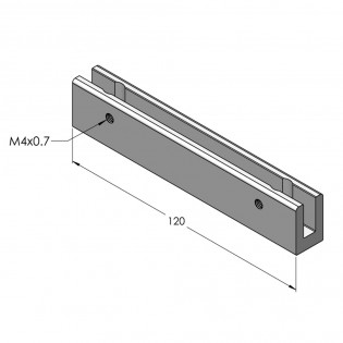 Fixation murale percée en drapeau pour panneau signalétique max 6mm - Longueur 120mm