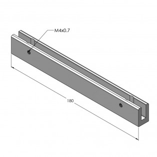 Fixation murale percée en drapeau pour panneau signalétique max 6mm - Longueur 180mm