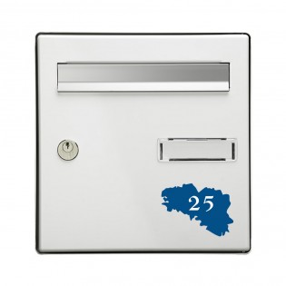 Numéro fantaisie personnalisable pour boite aux lettres couleur bleu chiffres blancs - Modèle région Bretagne