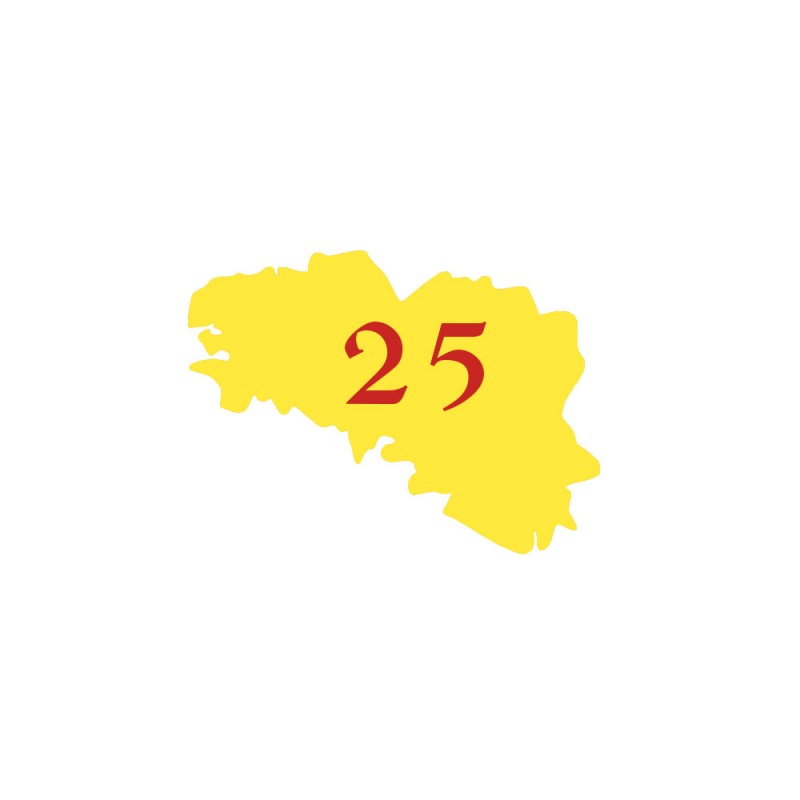 Numéro fantaisie personnalisable pour boite aux lettres couleur jaune chiffres rouges - Modèle région Bretagne