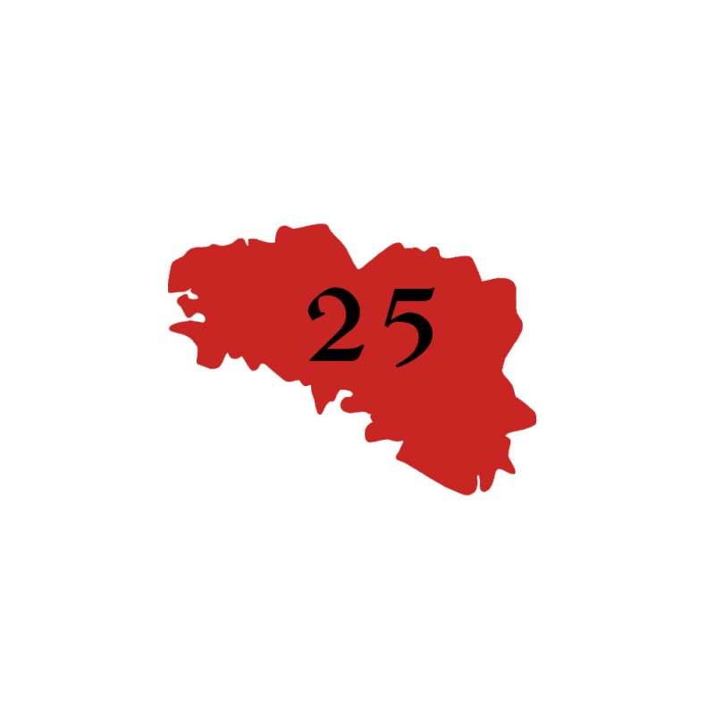 Numéro fantaisie personnalisable pour boite aux lettres couleur rouge chiffres noirs - Modèle région Bretagne