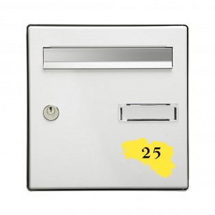 Numéro fantaisie personnalisable pour boite aux lettres couleur jaune chiffres noirs - Modèle région Bretagne