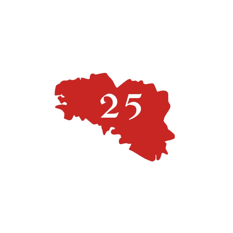 Numéro fantaisie personnalisable pour boite aux lettres couleur rouge chiffres blancs - Modèle région Bretagne