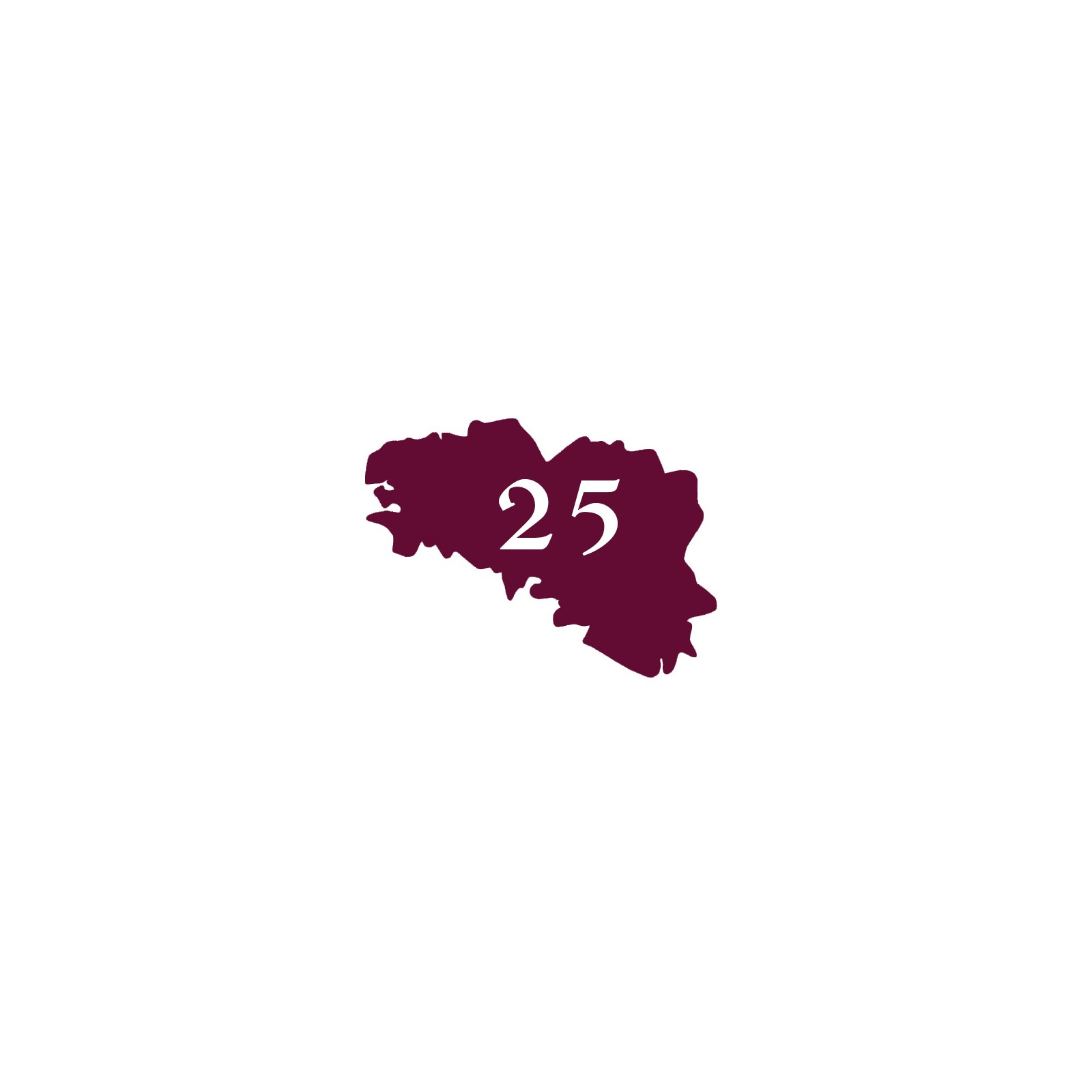 Numéro fantaisie personnalisable pour boite aux lettres couleur bordeaux chiffres blancs - Modèle région Bretagne