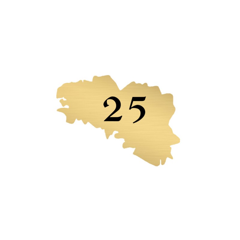 Numéro fantaisie personnalisable pour boite aux lettres couleur or brossé chiffres noirs - Modèle région Bretagne