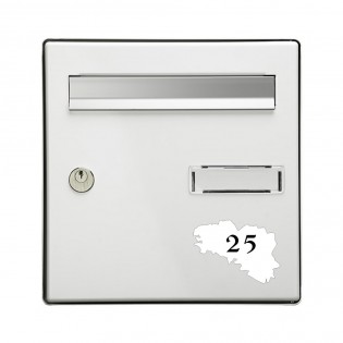 Numéro fantaisie personnalisable pour boite aux lettres couleur blanc chiffres noirs - Modèle région Bretagne