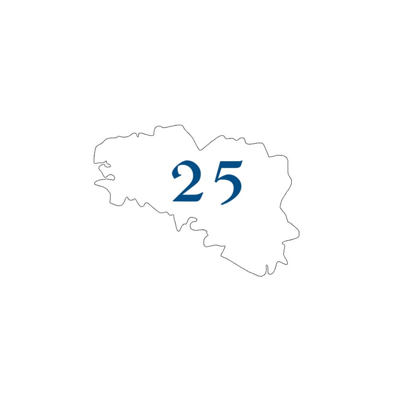 Numéro fantaisie personnalisable pour boite aux lettres couleur blanc chiffres bleus - Modèle région Bretagne