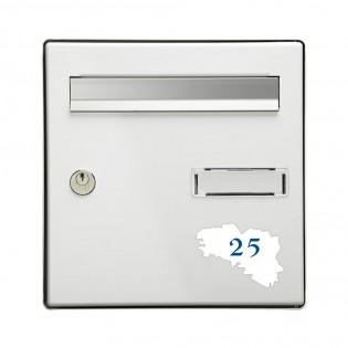 Numéro fantaisie personnalisable pour boite aux lettres couleur blanc chiffres bleus - Modèle région Bretagne