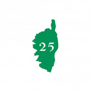 Numéro fantaisie personnalisable pour boite aux lettres couleur vert pomme chiffres blancs - Modèle région Corse