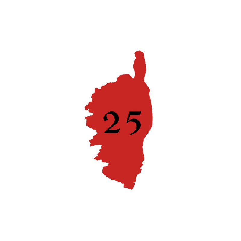 Numéro fantaisie personnalisable pour boite aux lettres couleur rouge chiffres noirs - Modèle région Corse