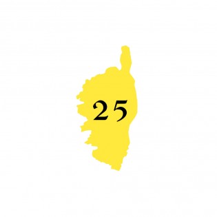 Numéro fantaisie personnalisable pour boite aux lettres couleur jaune chiffres noirs - Modèle région Corse
