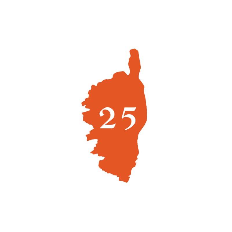 Numéro fantaisie personnalisable pour boite aux lettres couleur orange chiffres blancs - Modèle région Corse