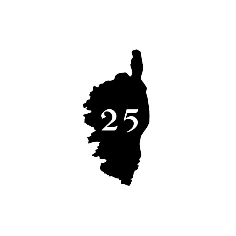 Numéro fantaisie personnalisable pour boite aux lettres couleur noir chiffres blancs - Modèle région Corse