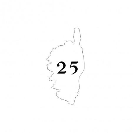 Numéro fantaisie personnalisable pour boite aux lettres couleur blanc chiffres noirs - Modèle région Corse