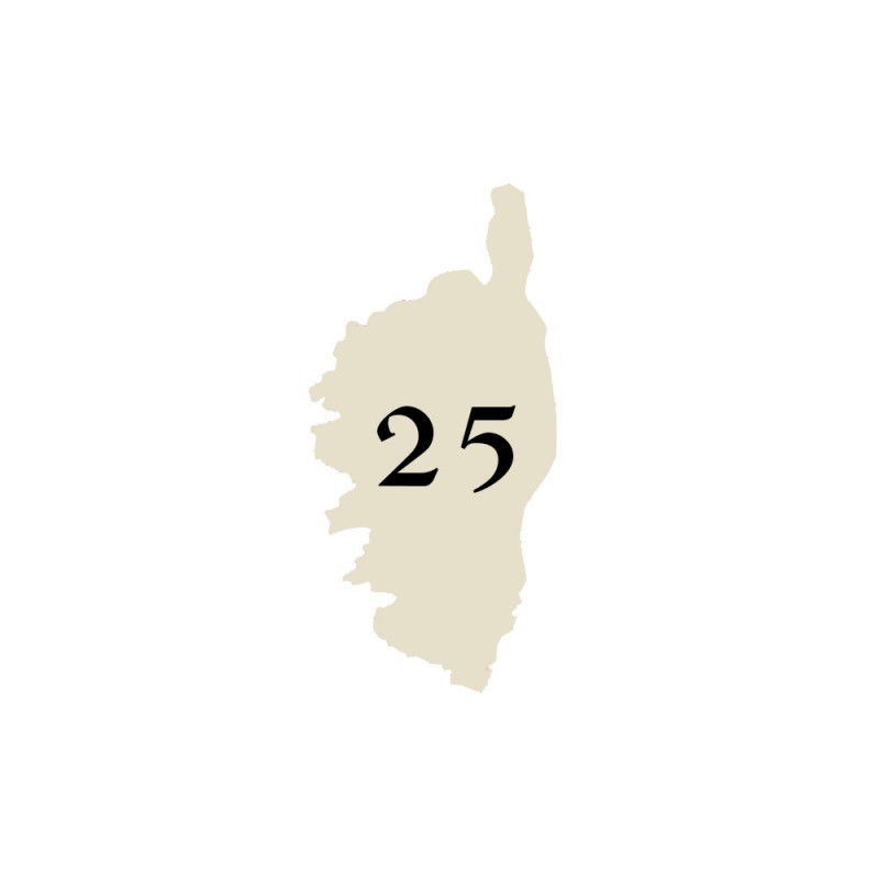 Numéro fantaisie personnalisable pour boite aux lettres couleur beige chiffres noirs - Modèle région Corse