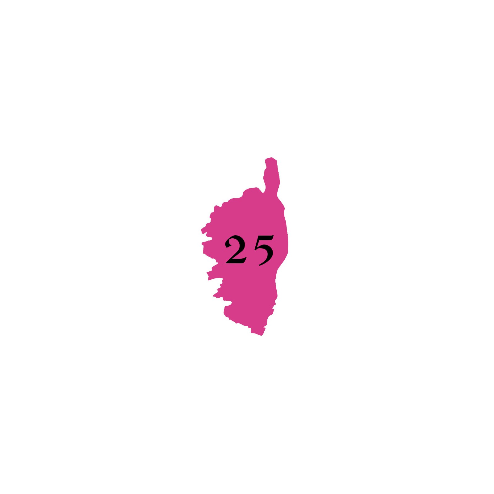 Numéro fantaisie personnalisable pour boite aux lettres couleur rose chiffres noirs - Modèle région Corse