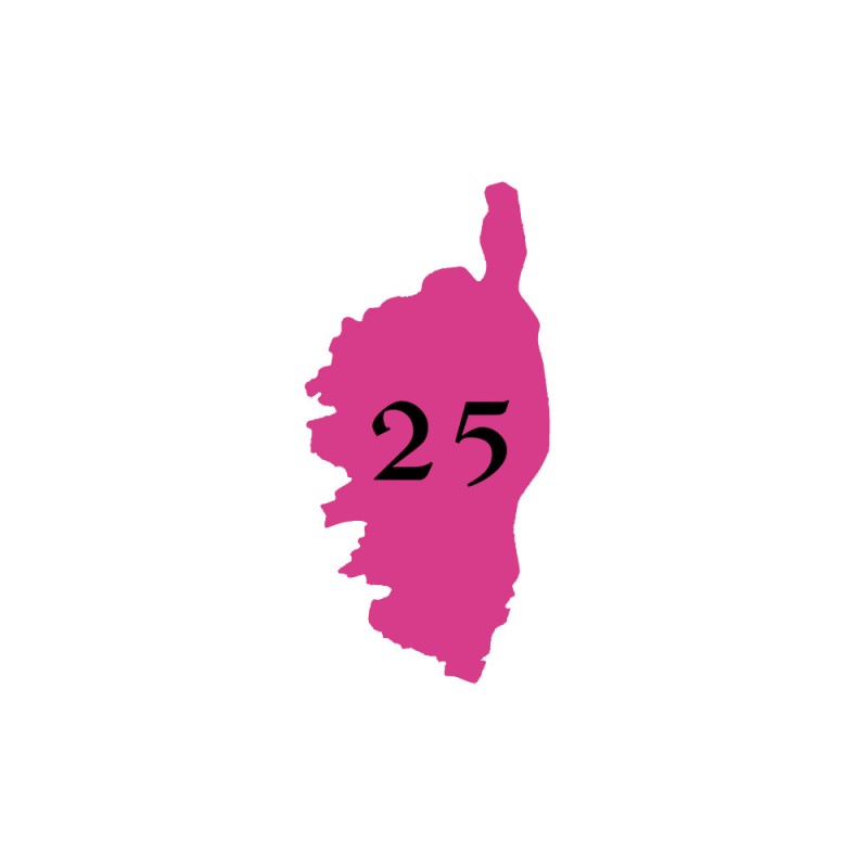 Numéro fantaisie personnalisable pour boite aux lettres couleur rose chiffres noirs - Modèle région Corse