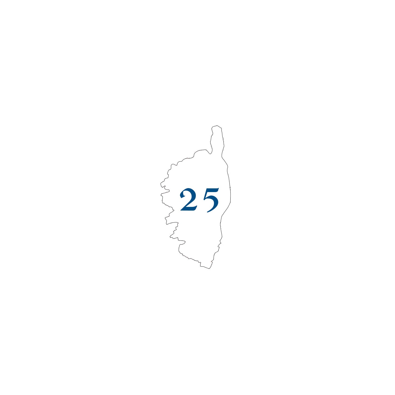 Numéro fantaisie personnalisable pour boite aux lettres couleur blanc chiffres bleus - Modèle région Corse