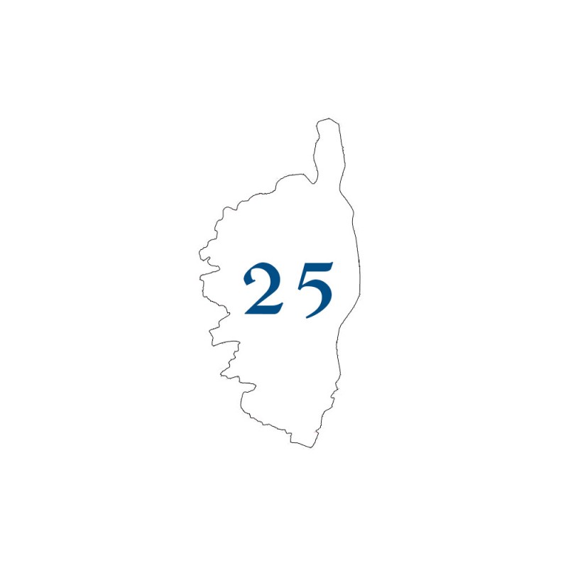 Numéro fantaisie personnalisable pour boite aux lettres couleur blanc chiffres bleus - Modèle région Corse