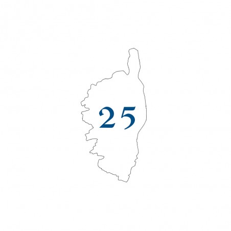 Numéro fantaisie personnalisable pour boite aux lettres couleur blanc chiffres bleus - Modèle région Corse