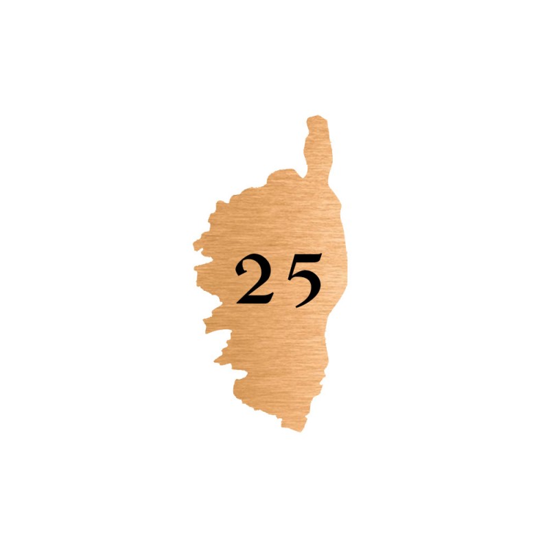 Numéro fantaisie personnalisable pour boite aux lettres couleur cuivre chiffres noirs - Modèle région Corse