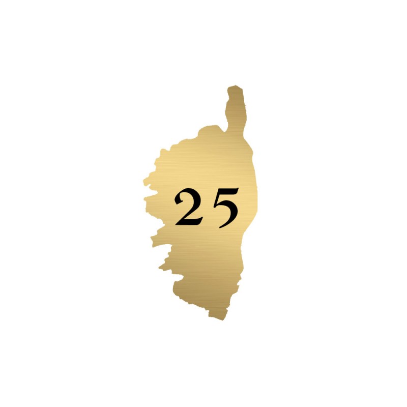 Numéro fantaisie personnalisable pour boite aux lettres couleur or brossé chiffres noirs - Modèle région Corse