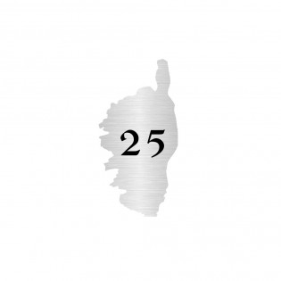 Numéro fantaisie personnalisable pour boite aux lettres couleur argent chiffres noirs - Modèle région Corse