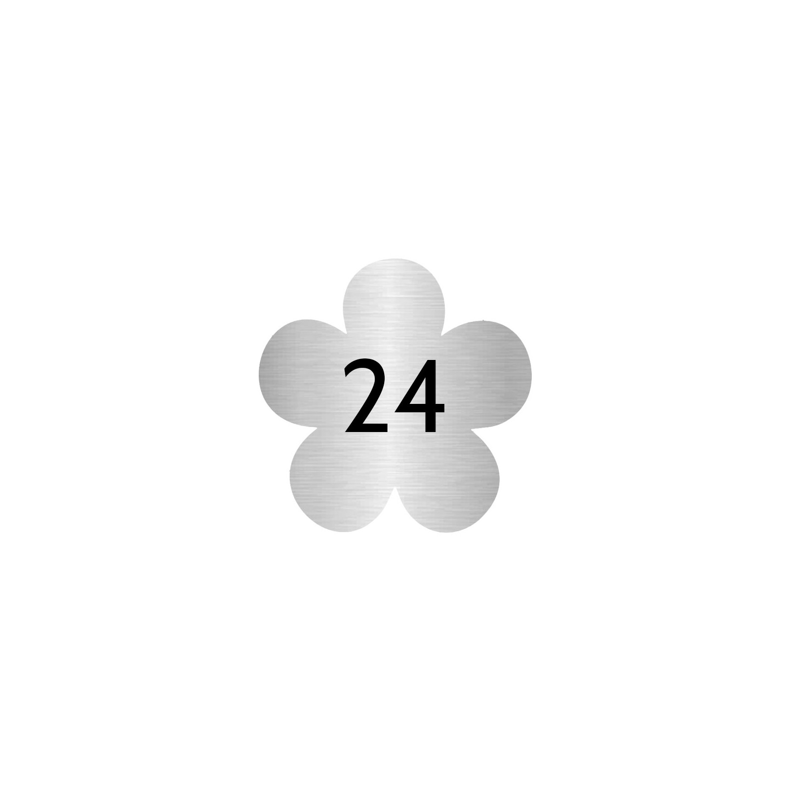 Numéro fantaisie personnalisable pour boite aux lettres couleur argent chiffres noirs - Modèle Fleur