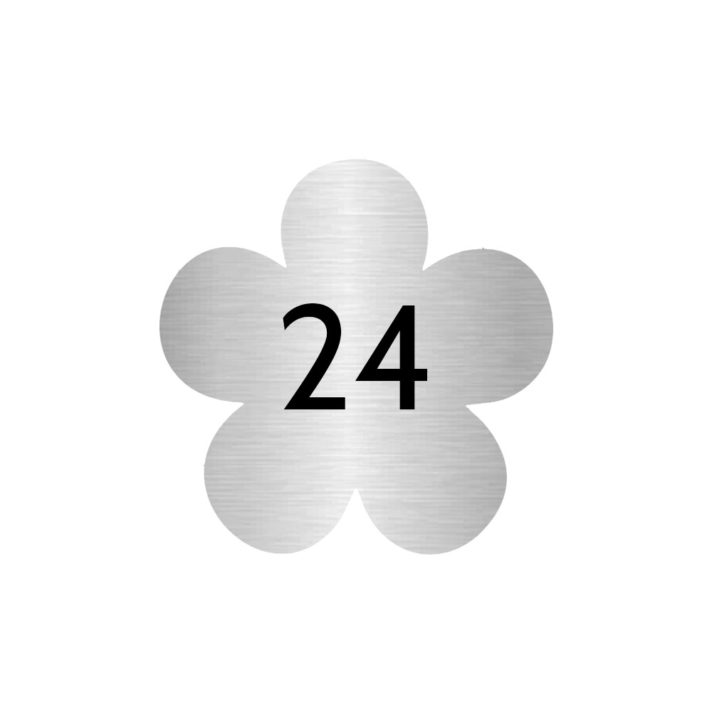 Numéro fantaisie personnalisable pour boite aux lettres couleur argent chiffres noirs - Modèle Fleur