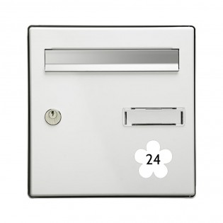Numéro fantaisie personnalisable pour boite aux lettres couleur blanc chiffres noirs - Modèle Fleur